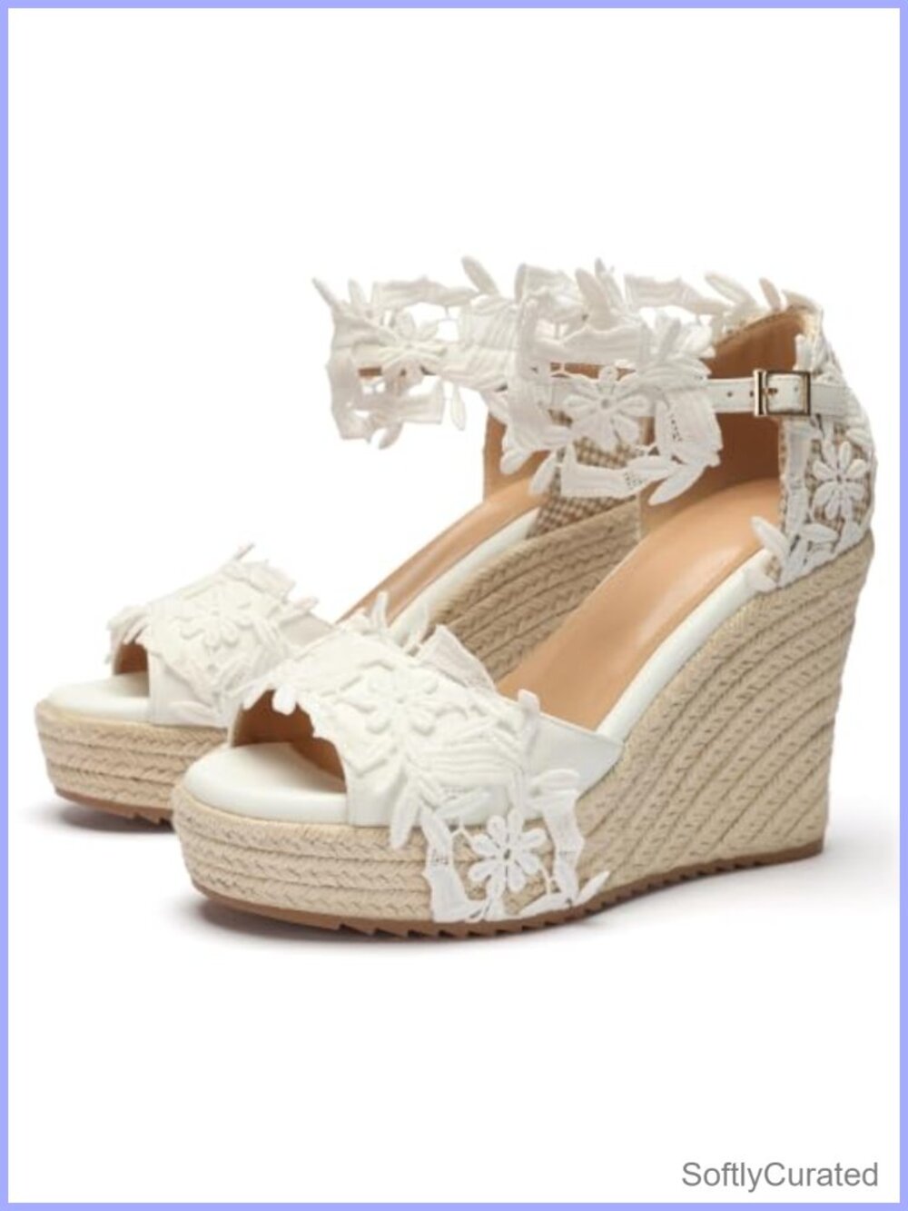 Womens Platform Wedge Sandals Open Toe Ankle Strap Lace Buckle Wedding